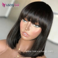 Hot selling human hair extension wigs remi wig vendors free sample vietnamese raw hair machine bob wigs with bangs